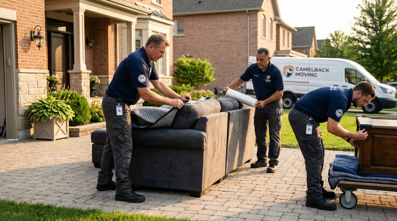 Large estate moving crew wrapping furniture in Timber Lake, SD
